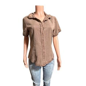 Pulp women short sleeve cedar tencel button up blouse S
